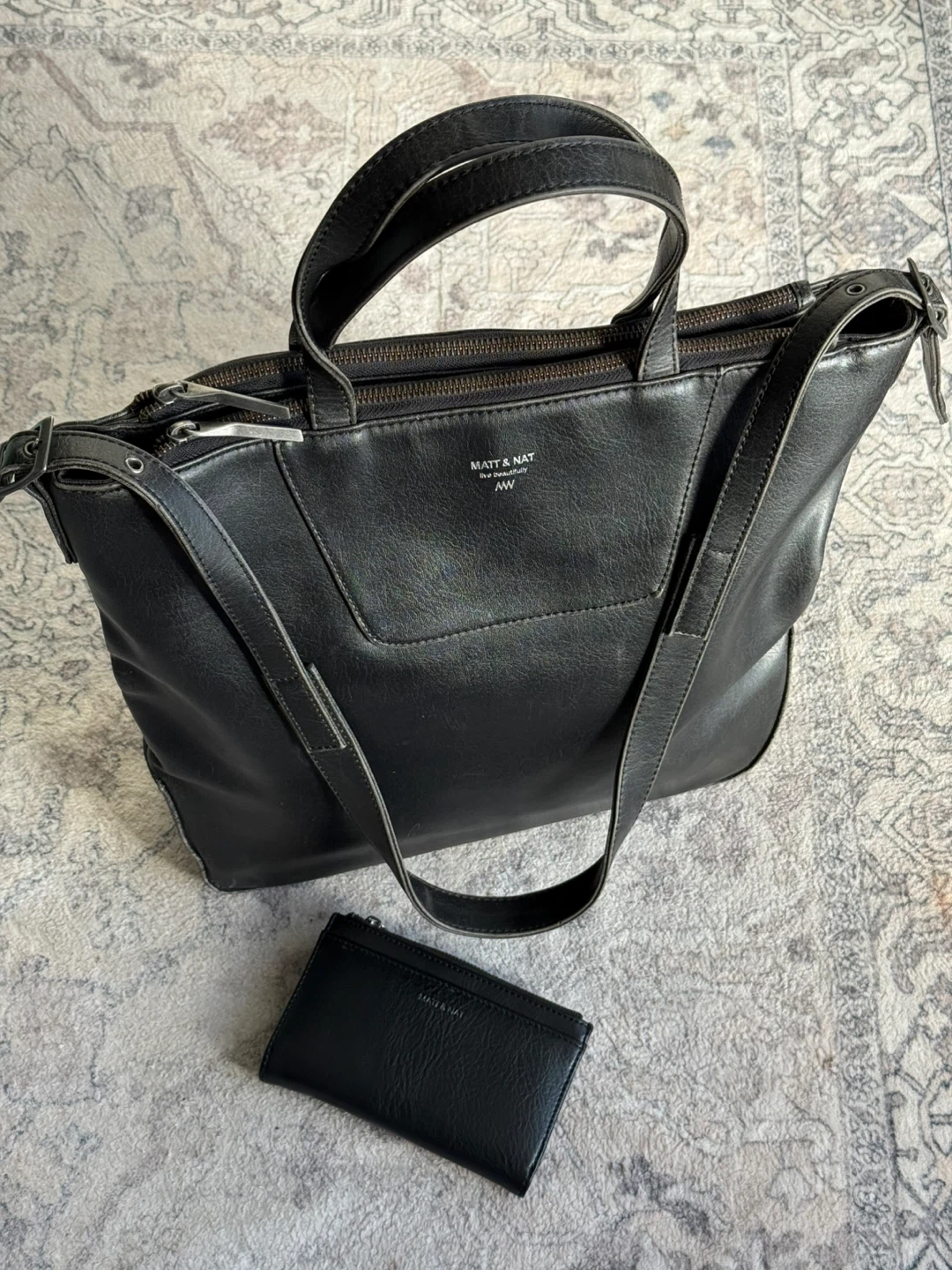 Matt & Nat Black Tote Bag with Wallet