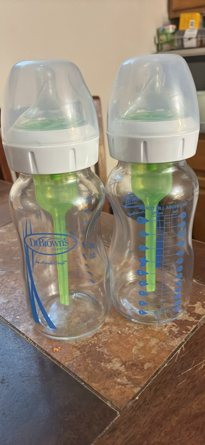 2 Dr. Brown's Natural Flow Baby glass Bottles