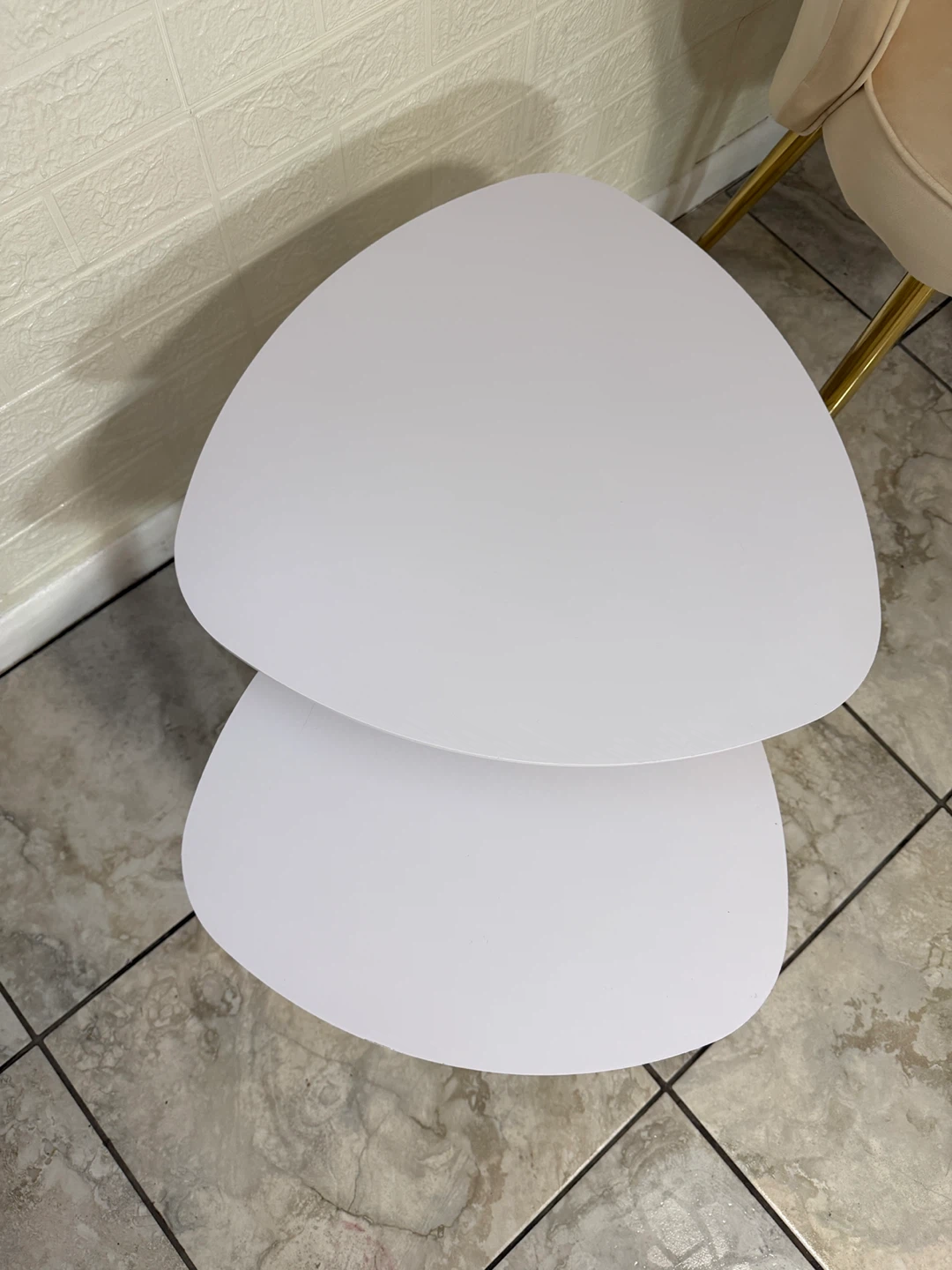 White Nesting Coffee Tables - Teardrop Shape - photo 2