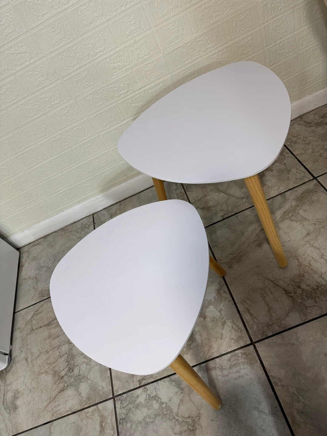 White Nesting Coffee Tables - Teardrop Shape