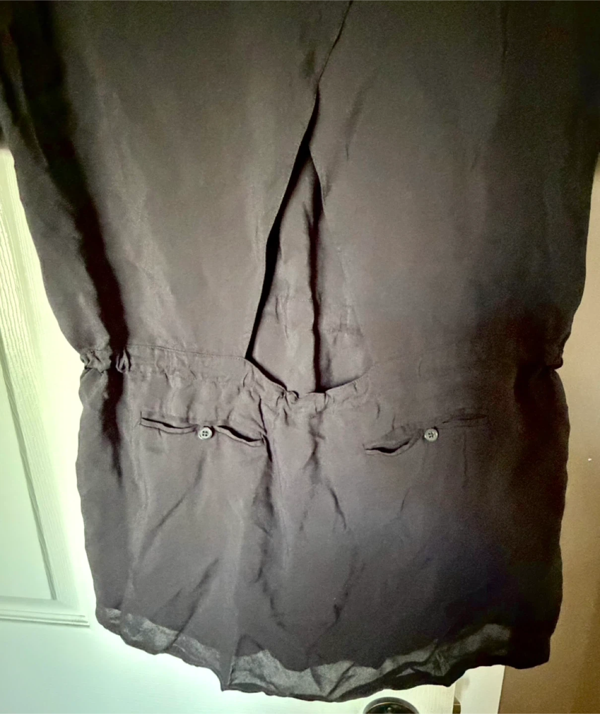 Black Short Sleeve Drawstring Waist Dress - photo 2