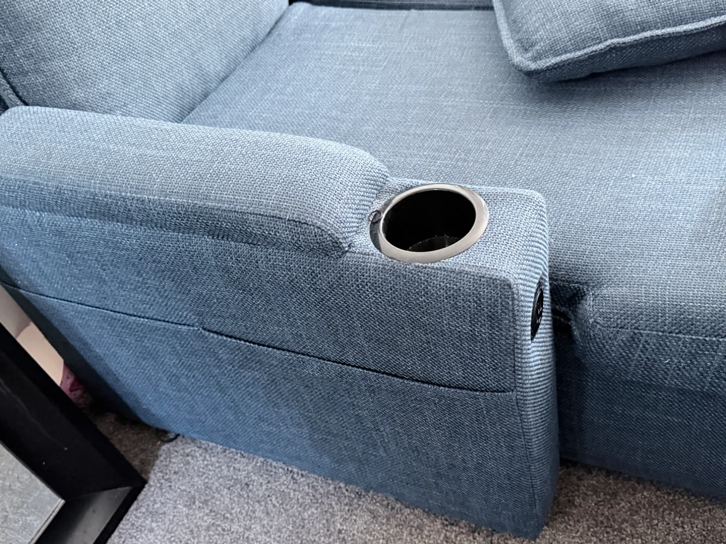 Blue Sectional Sofa with Recliner and Cup Holders - photo 4