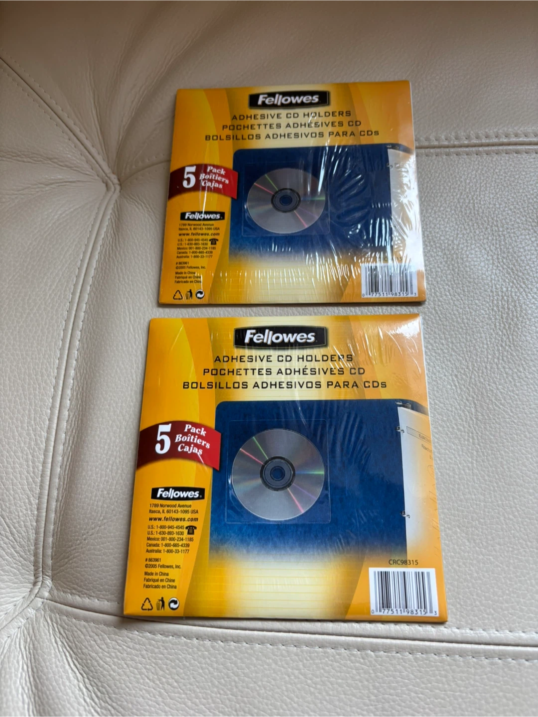 Fellowes Adhesive CD Holders (5 Pack)x 2