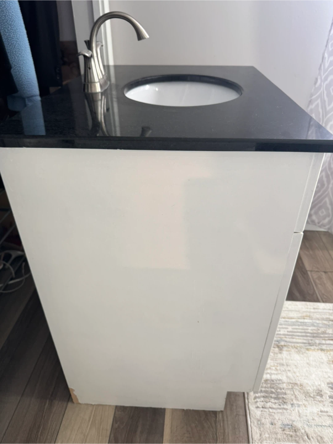 White Vanity with Black Granite Top and Sink - photo 2