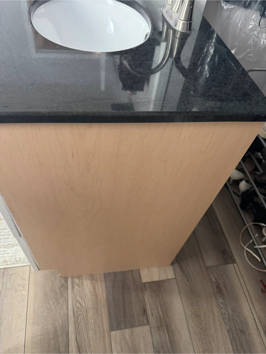 White Vanity with Black Granite Top and Sink - photo 3