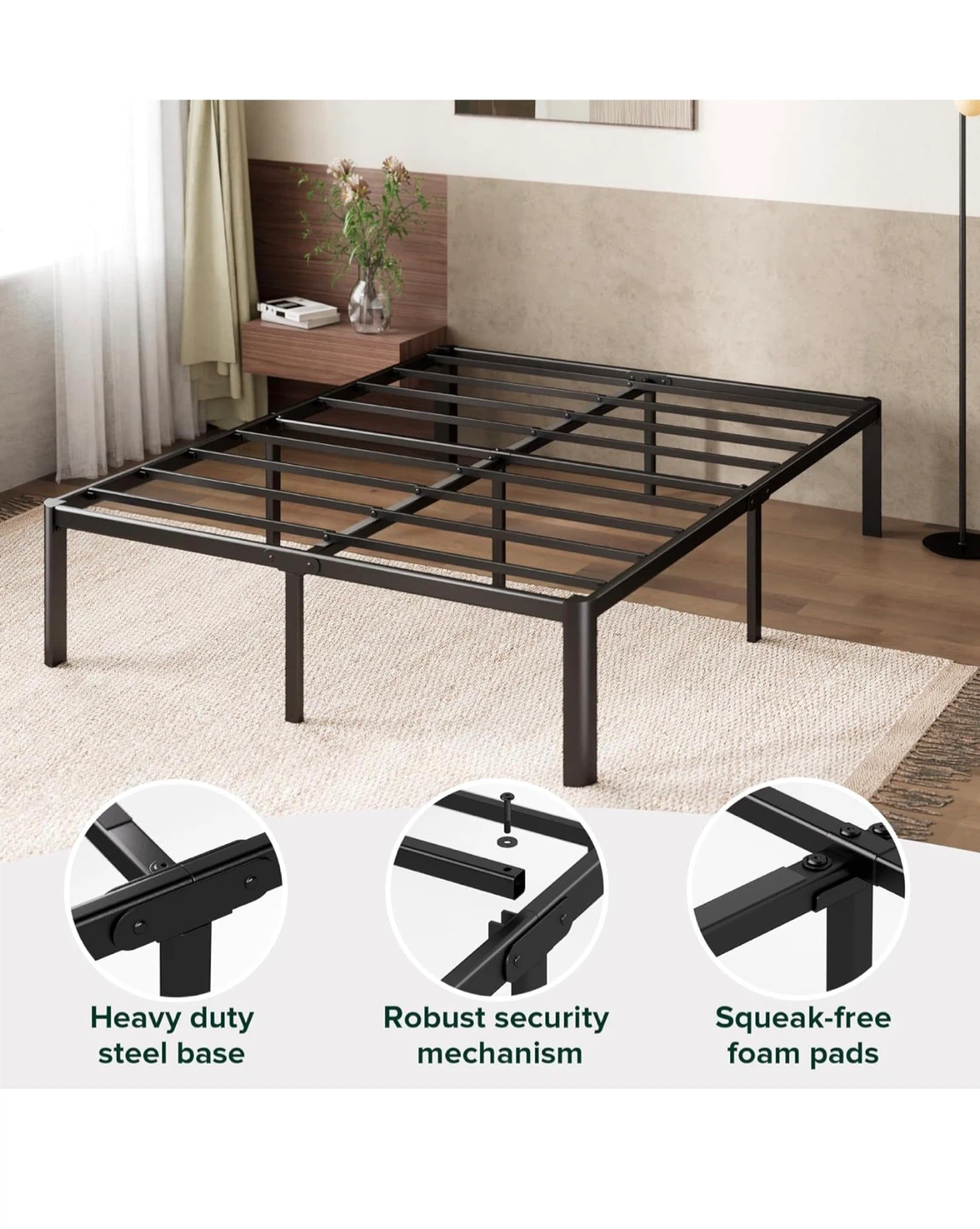 Queen Bed Frame 16 inch with steel slat support - photo 4