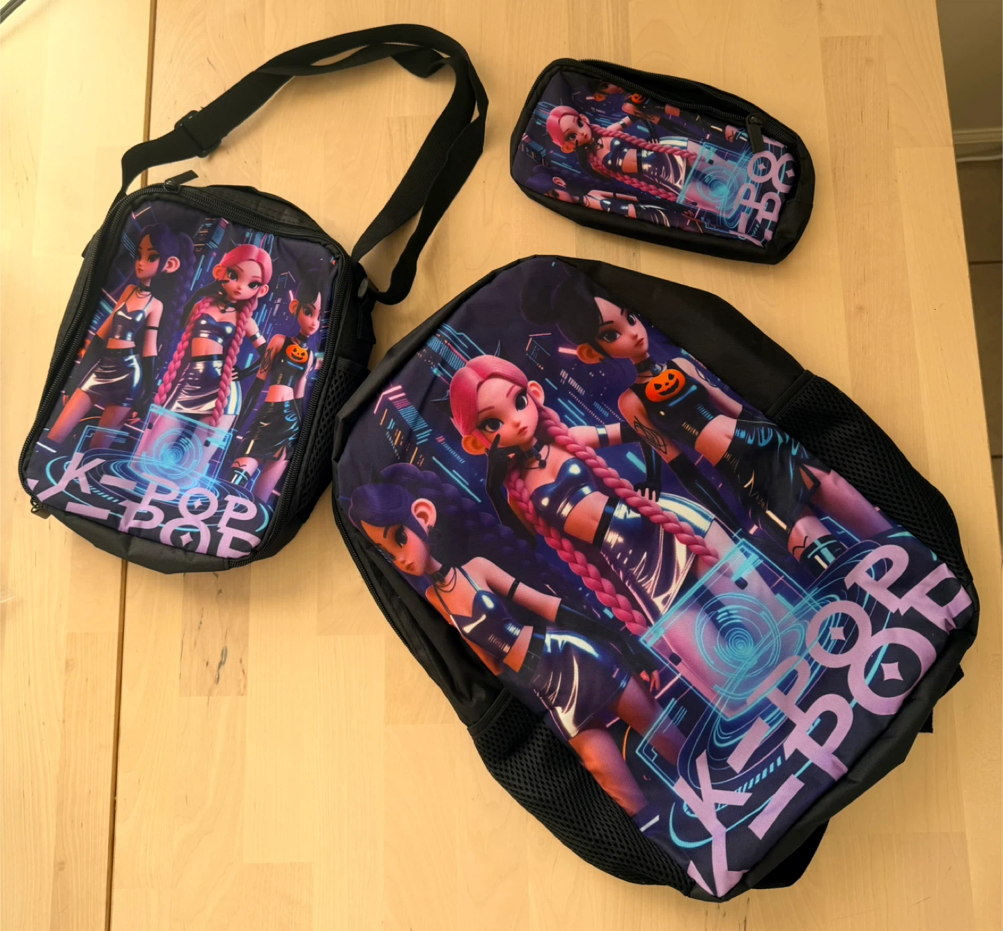 K-Pop Girls Backpack, Lunch Bag, and Pencil Case Set