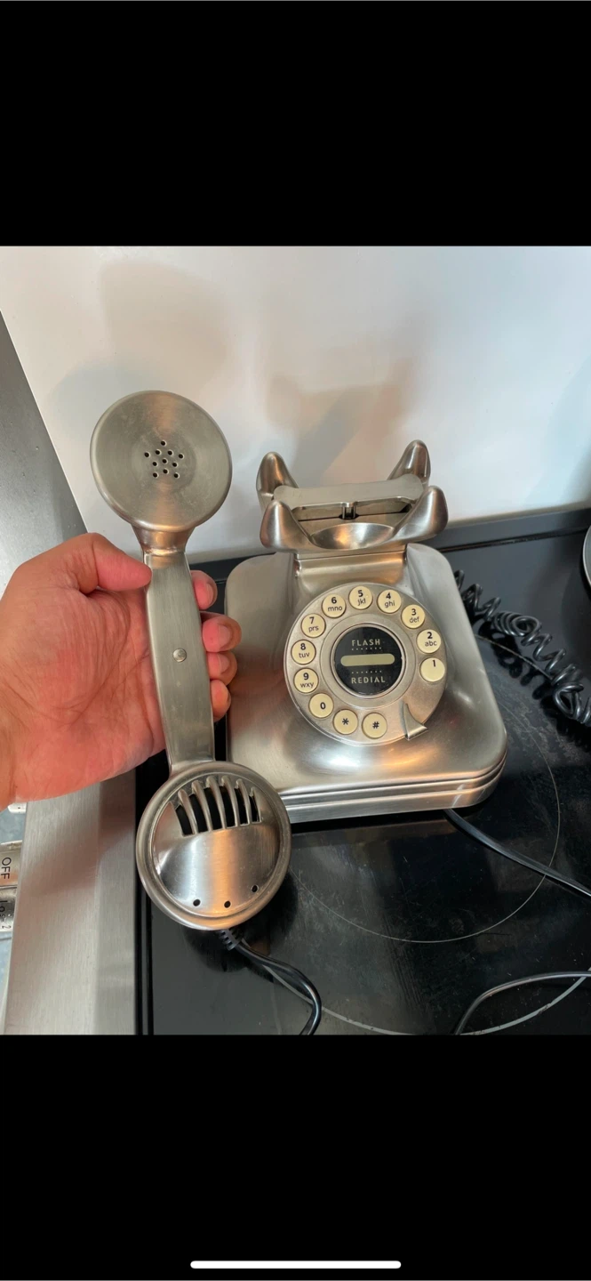 🧡 Grand Phone Retro Rotary Dial Metal Brush yes it works - photo 3
