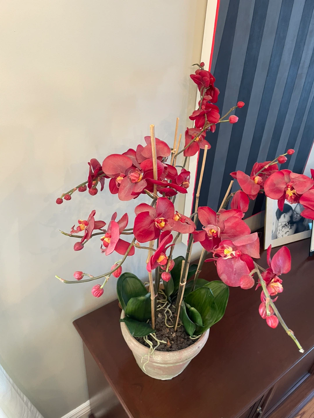 Artificial Red Orchid Plant in Pot 🧡 - photo 3