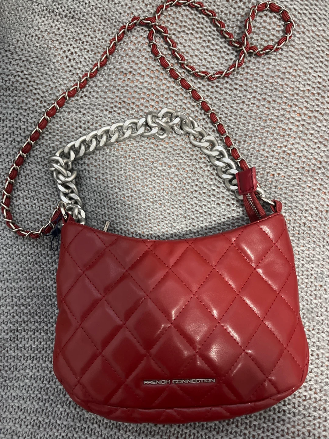 French Connection Red Quilted Shoulder Bag