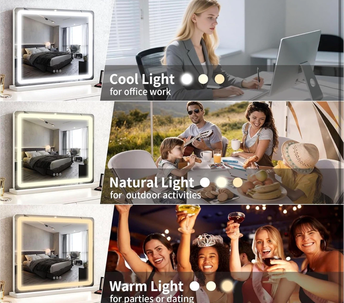 Lighted Vanity Mirror with 3 Color Modes and 10x Magnification - photo 4