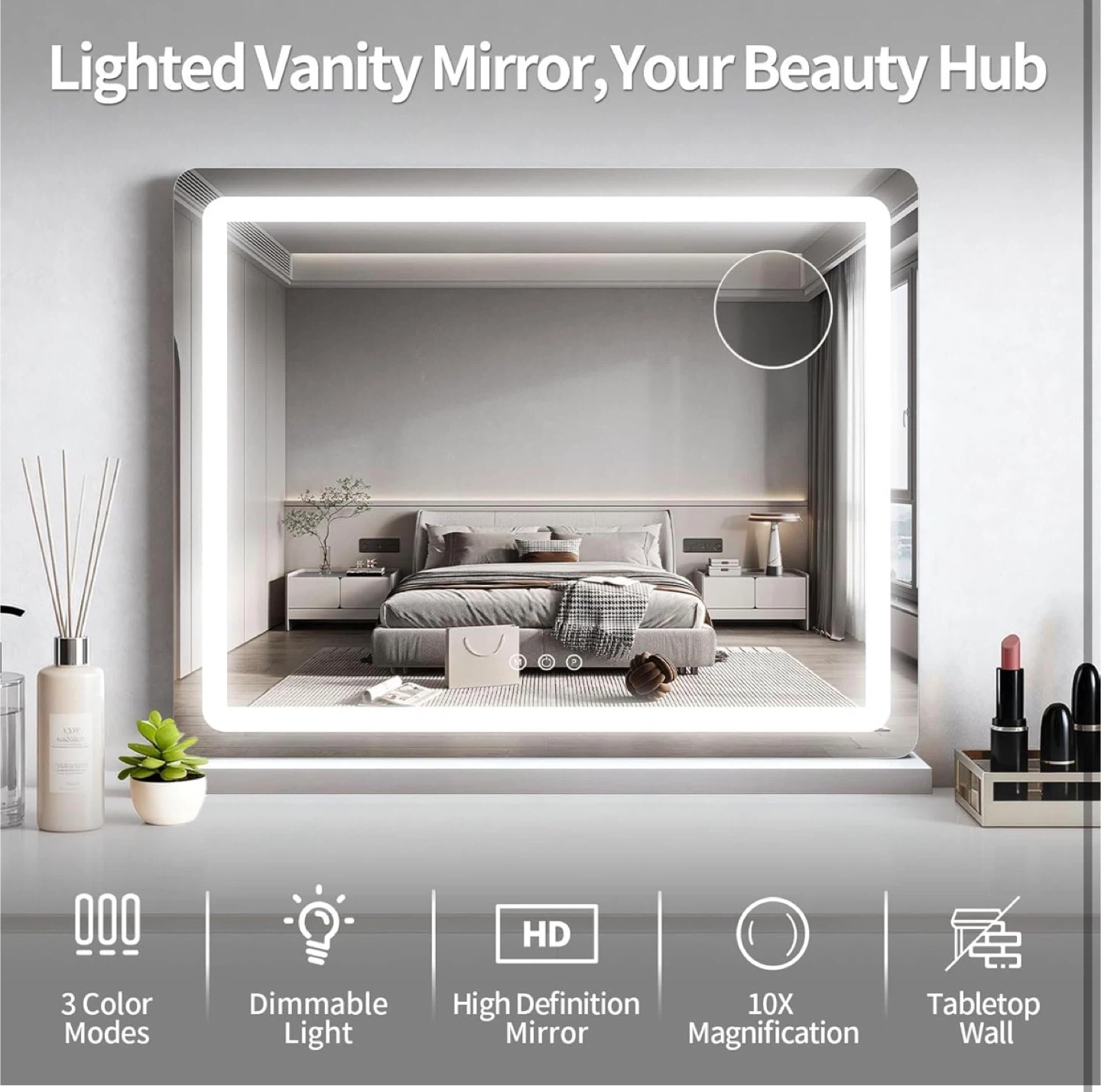 Lighted Vanity Mirror with 3 Color Modes and 10x Magnification - photo 3