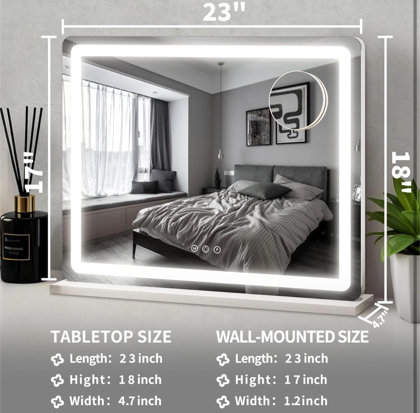 Lighted Vanity Mirror with 3 Color Modes and 10x Magnification - photo 2
