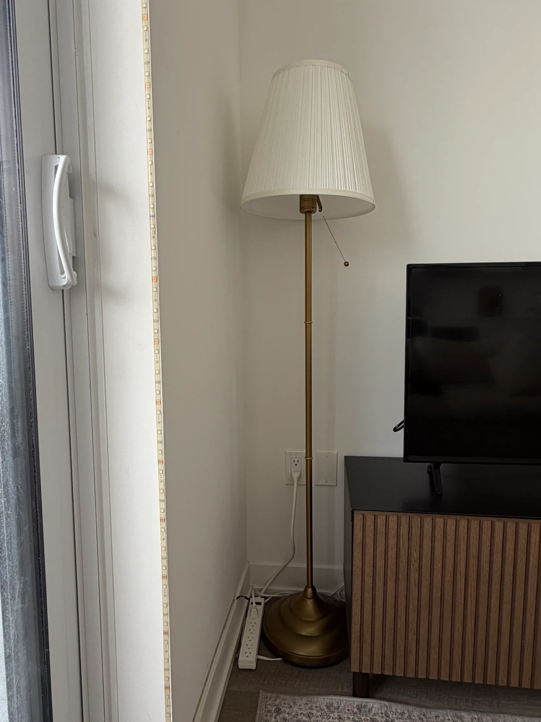 Brass Floor Lamp with Pleated Shade - photo 2