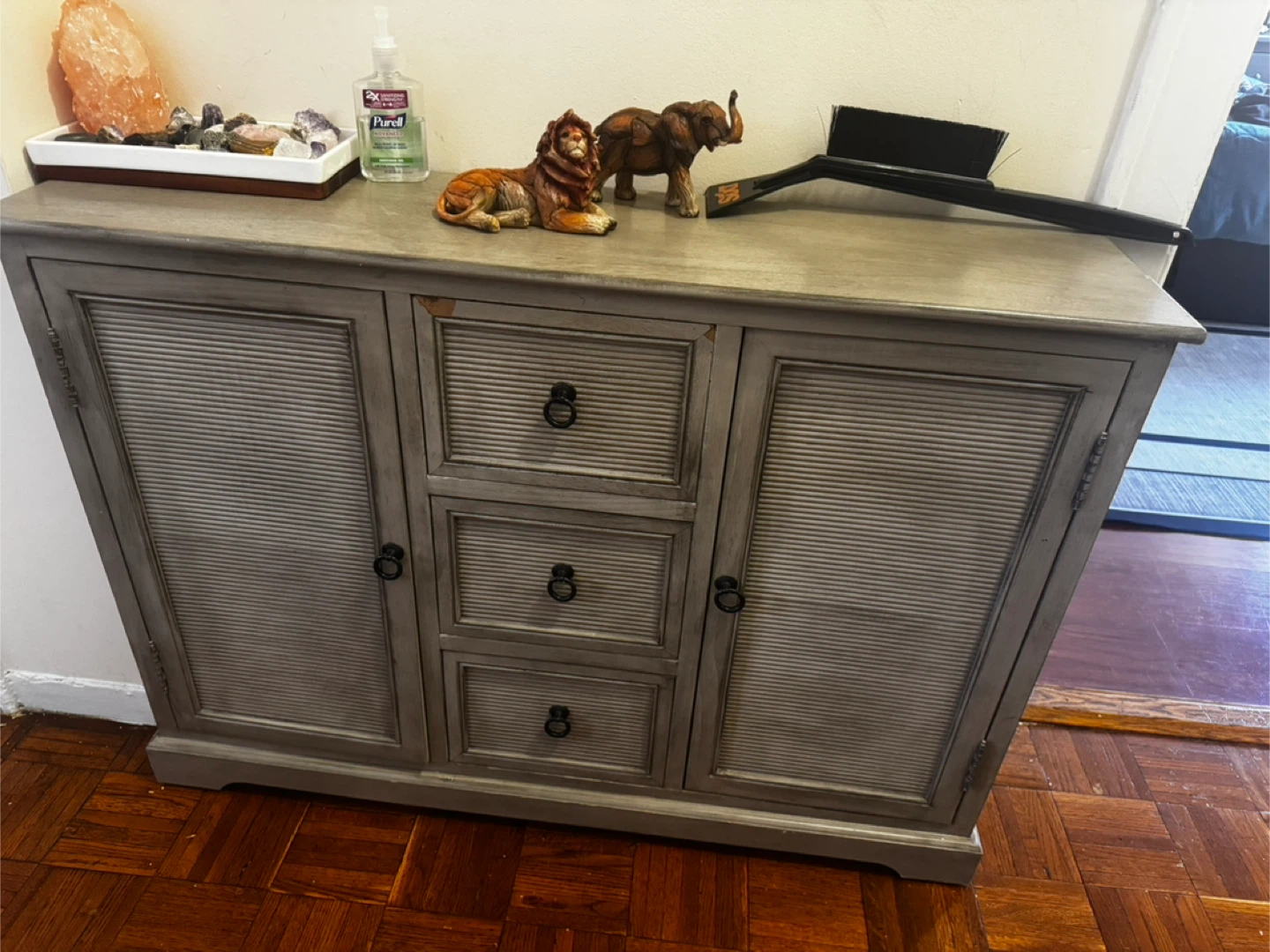 Gray Sideboard Cabinet with 3 Drawers and 2 Doors - photo 2