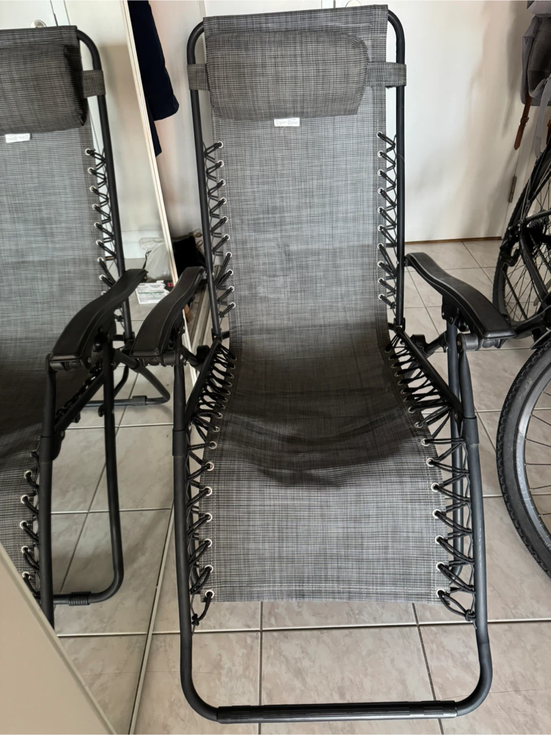 Grey Zero Gravity Chair with Padded Headrest