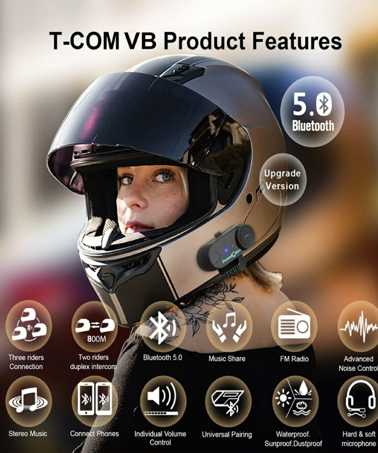 FreedConn T-COM VB Motorcycle Helmet Bluetooth Headset - photo 2