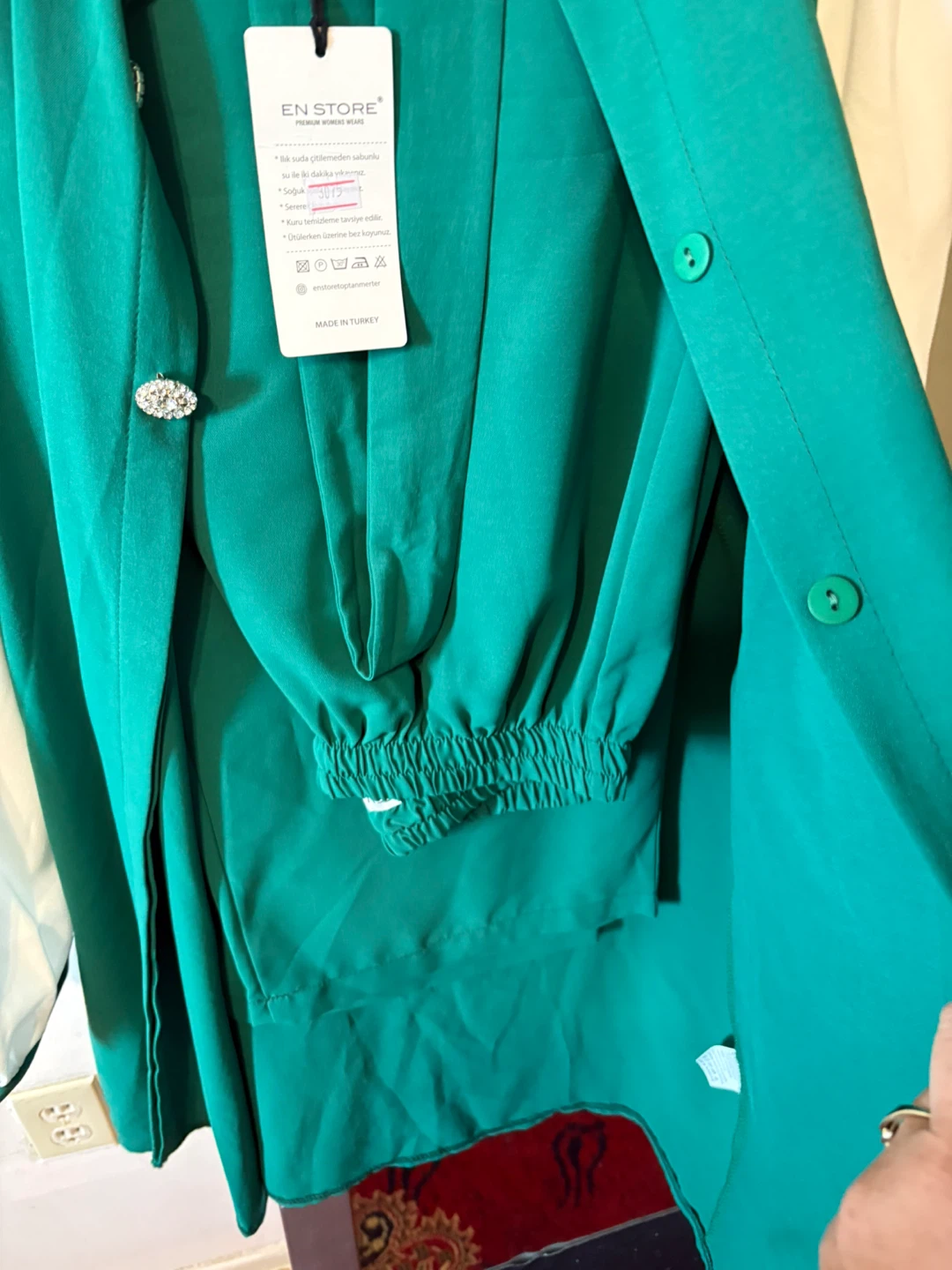 EN STORE Green and White Blouse Size 44 - photo 3