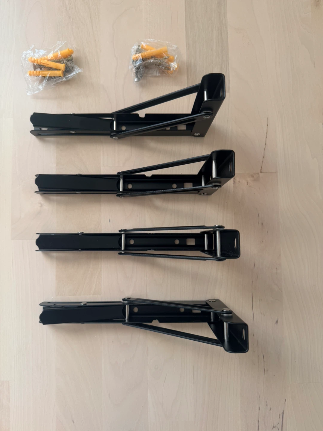 4 Black Folding Shelf Brackets with Hardware - photo 2