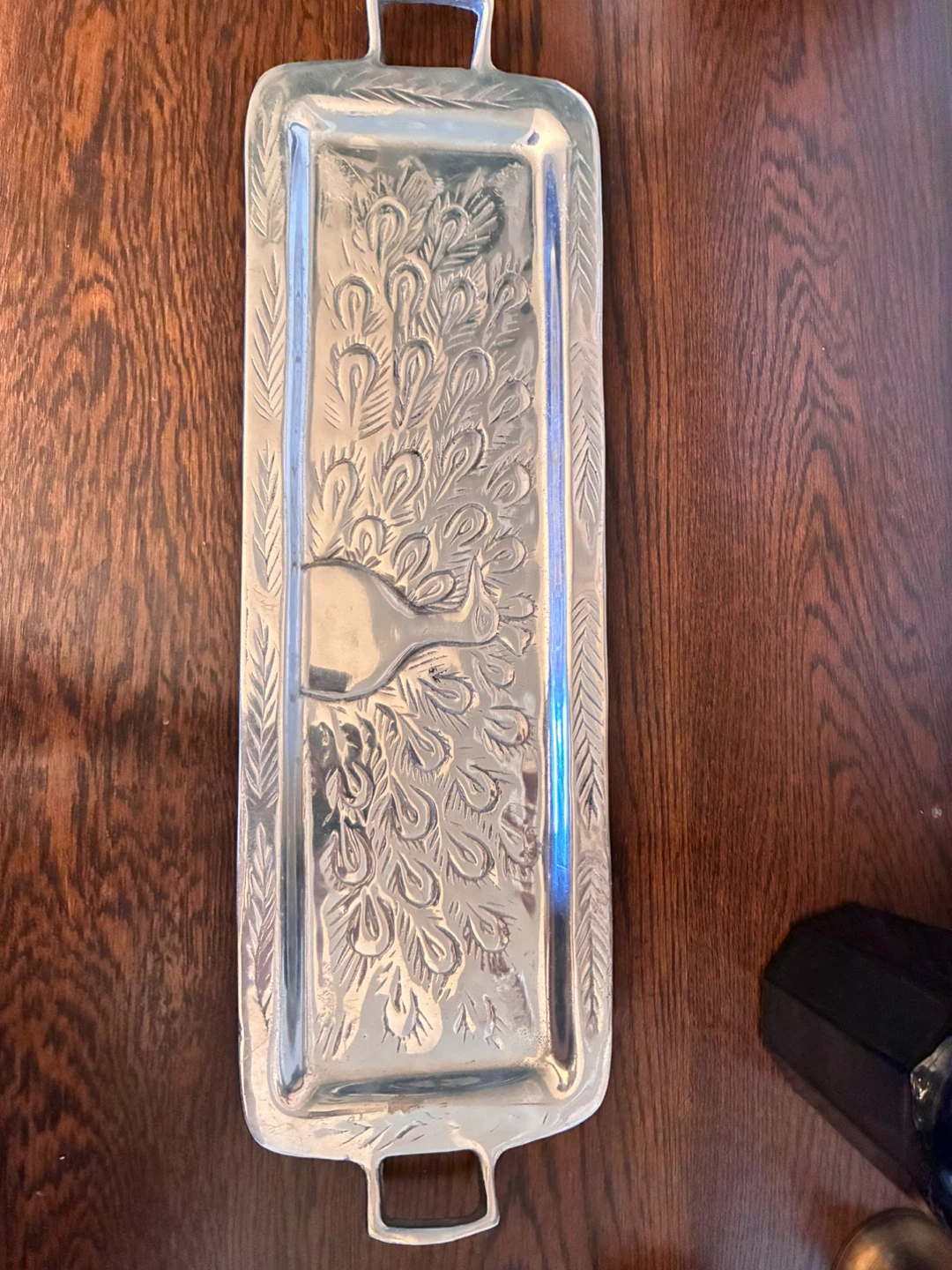 Metal Peacock Serving Tray - Vari Diseños