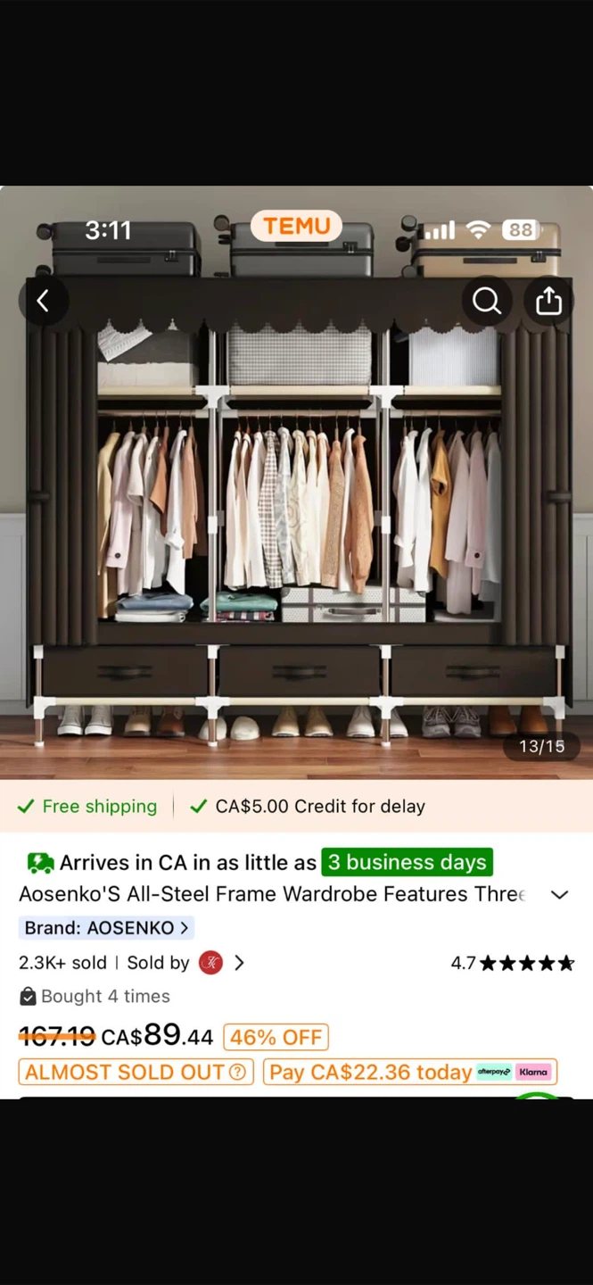 Aosenko All-Steel Frame Wardrobe