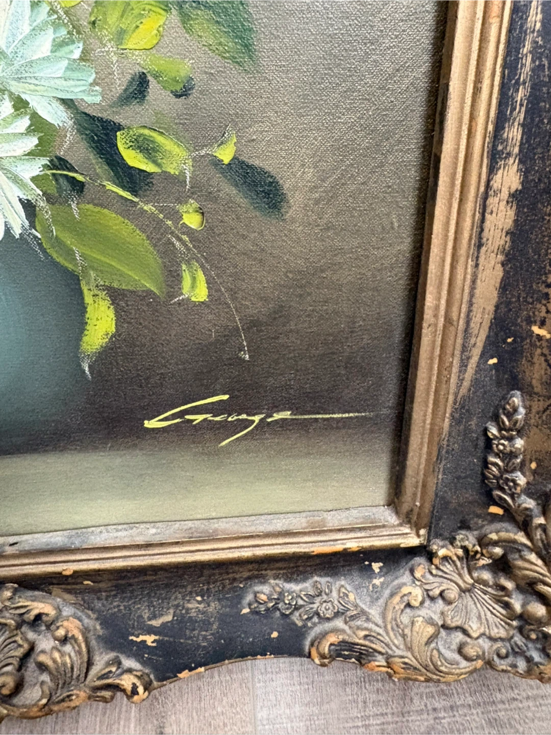 Framed Oil Painting of Yellow and White Flowers - photo 2