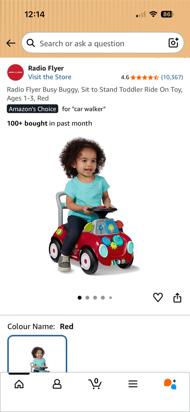 Radio Flyer Busy Buggy Sit to Stand Toddler Ride On Toy - Red