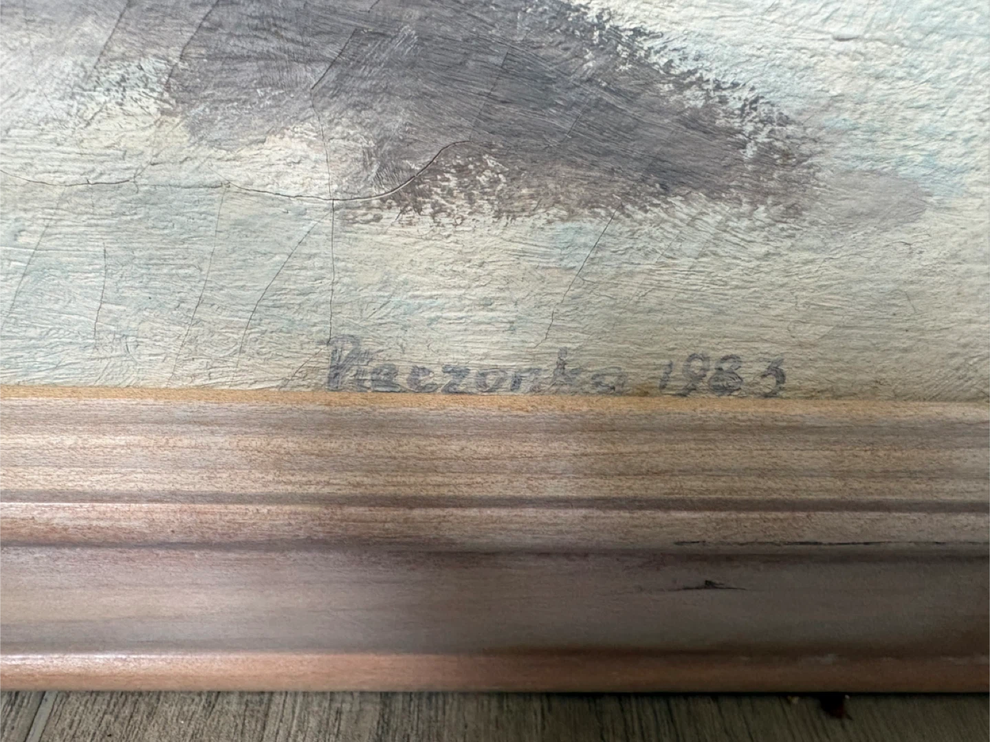 Vintage Painting "Paczonka 1985" - Horse Drawn Sleigh Scene - photo 3