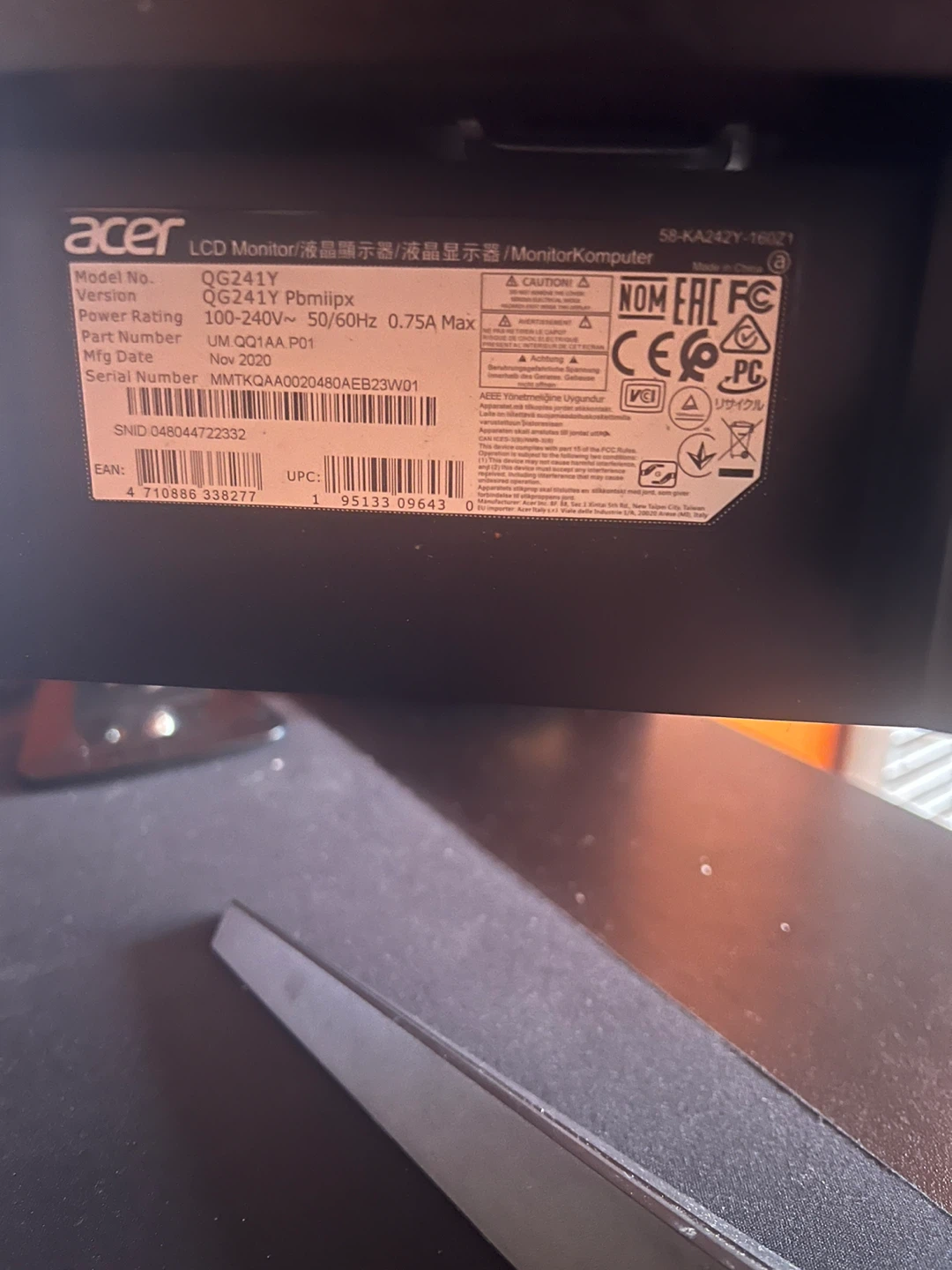 Acer 23.8 Gaming Monitor 144Hz 1ms - photo 3
