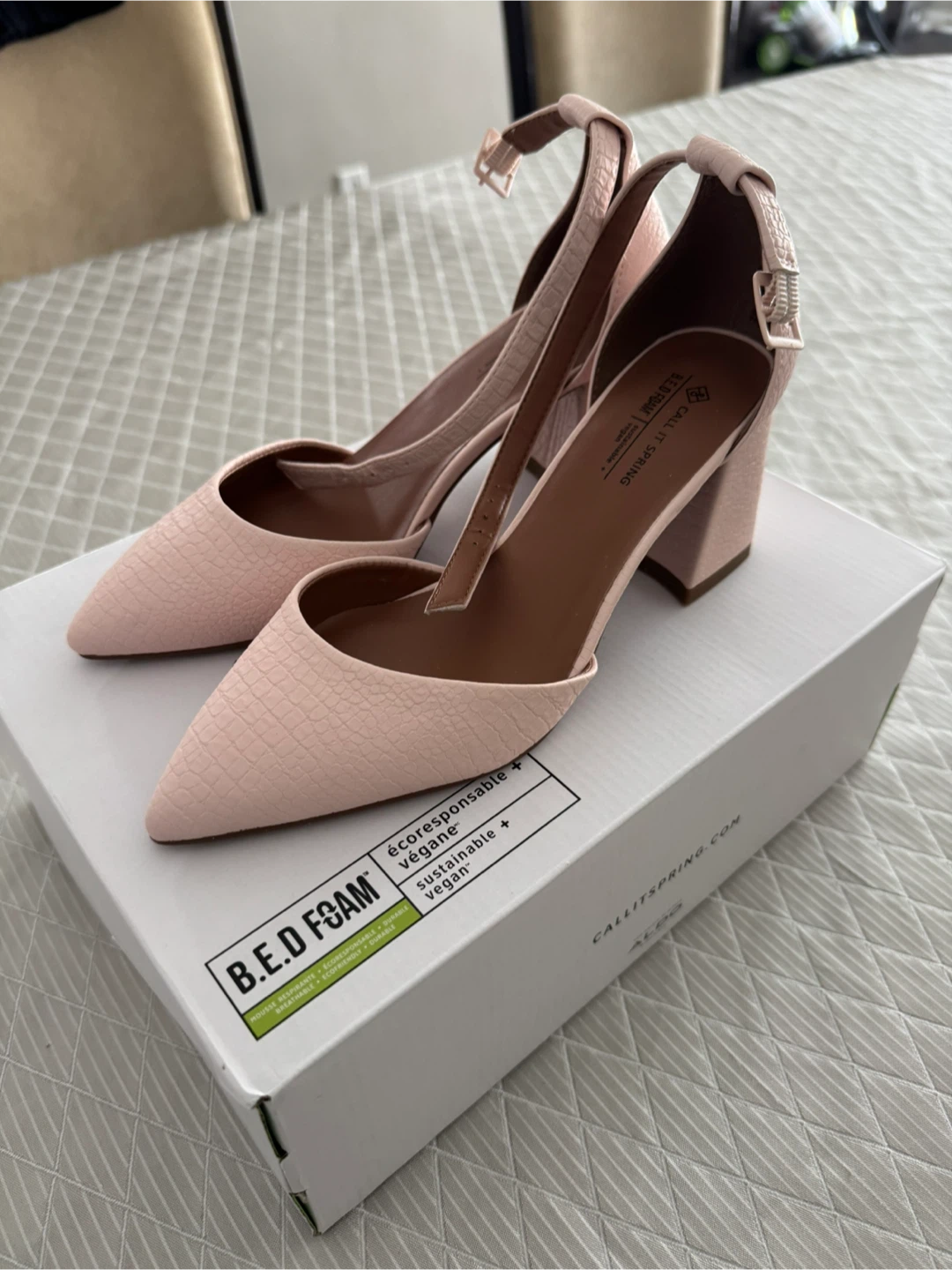 Call It Spring Pink Snake Print Block Heels