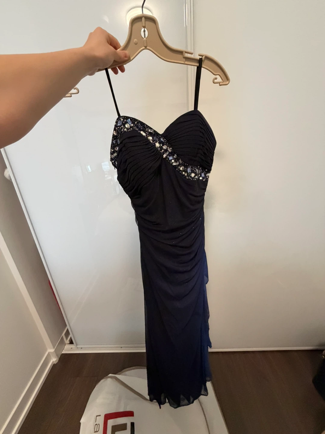 Laura Strapless Embellished Gown - Navy Blue - Size S - photo 2