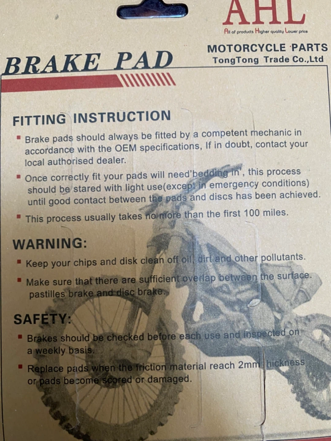 AHL Front Brake Pads FA275 for Yamaha V110 - photo 4