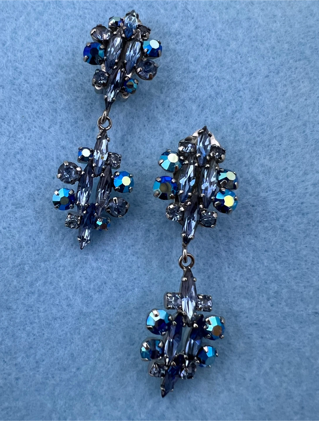 Sparkly Blue Crystal Clip-On Earrings - photo 5