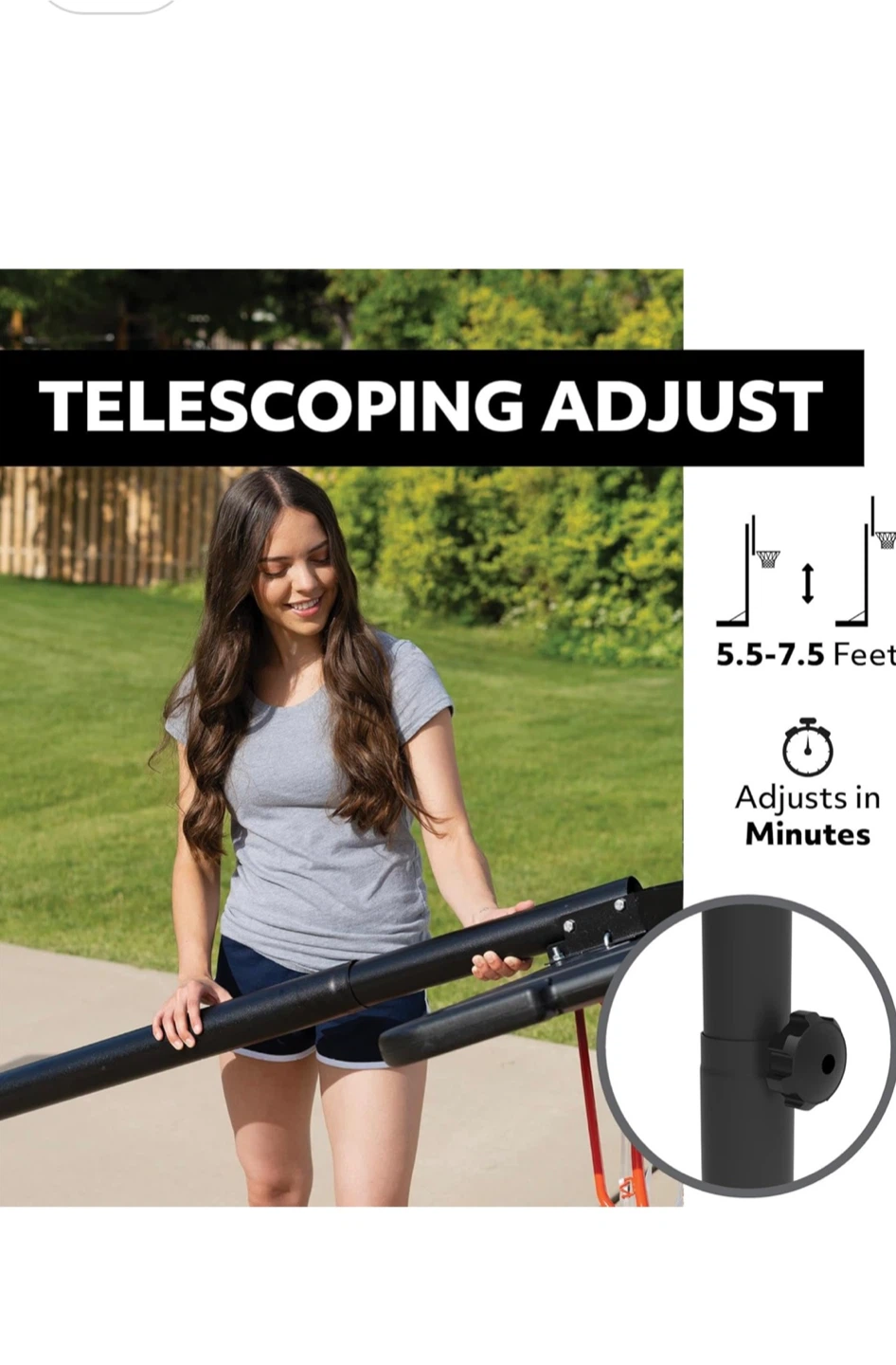 Lifetime Youth 5.5' - 7.5' Adjustable Height Basketball Hoop - photo 3