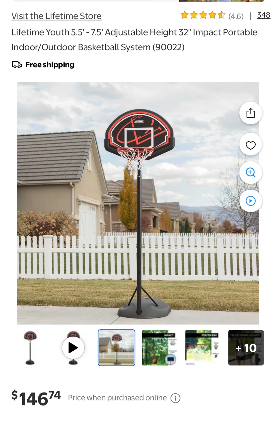 Lifetime Youth 5.5' - 7.5' Adjustable Height Basketball Hoop - photo 2