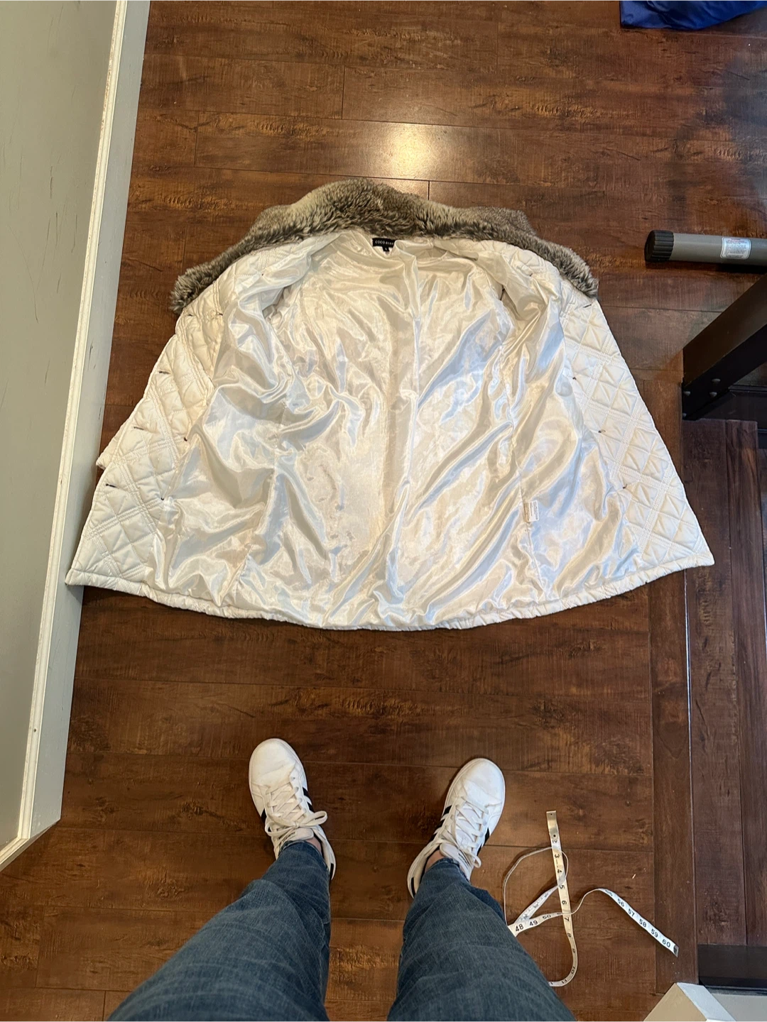 COCO & tashi White Quilted Faux Fur Collar Jacket - Size S - photo 4
