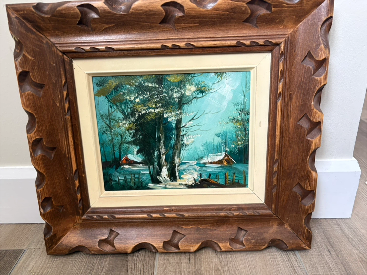 Framed Winter Landscape Painting