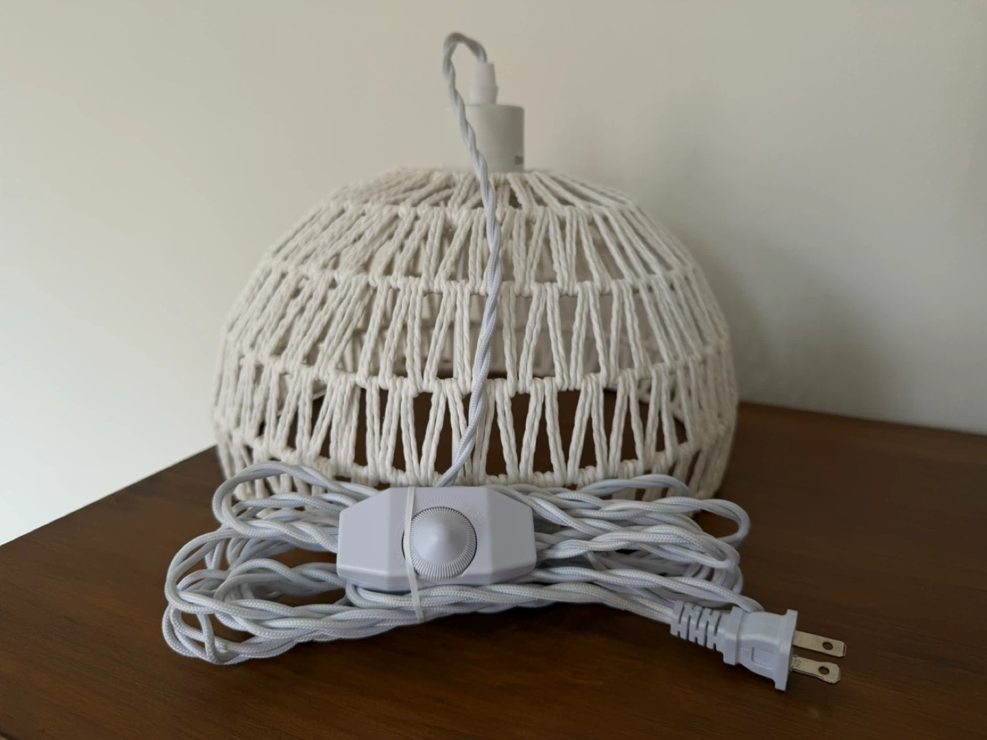 White Macrame Pendant Light with Dimmer - photo 2