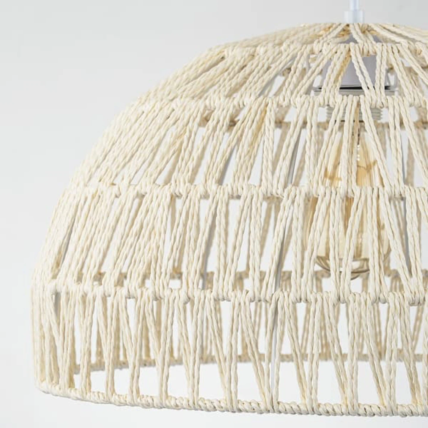 White Macrame Pendant Light with Dimmer