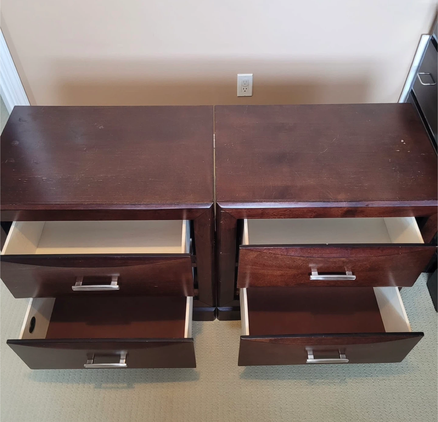 solid Dark Wood Nightstands (Set of 2) - photo 2