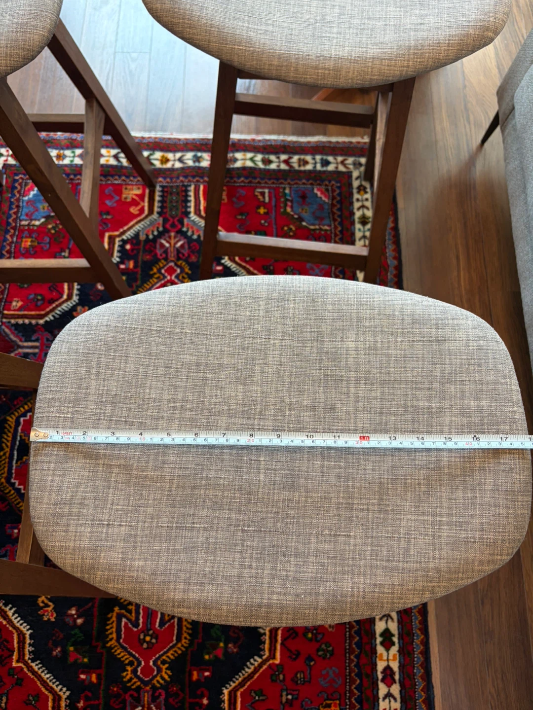 Set of 4 Grey Fabric Bar Stools with Wooden Legs - photo 3