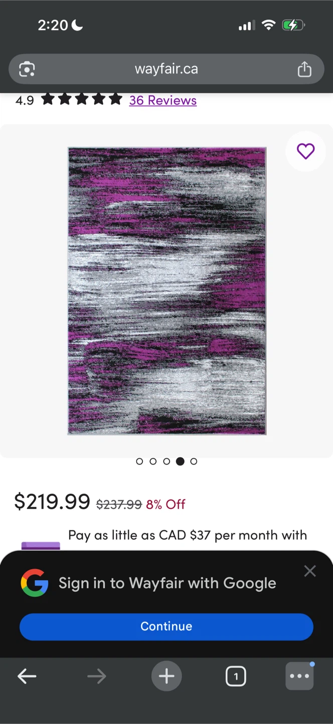 Abstract Purple and Grey Area Rug Carpet