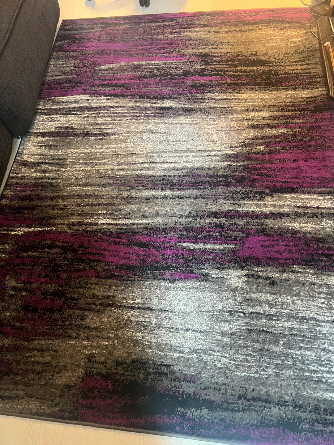 Abstract Purple and Grey Area Rug Carpet - photo 2