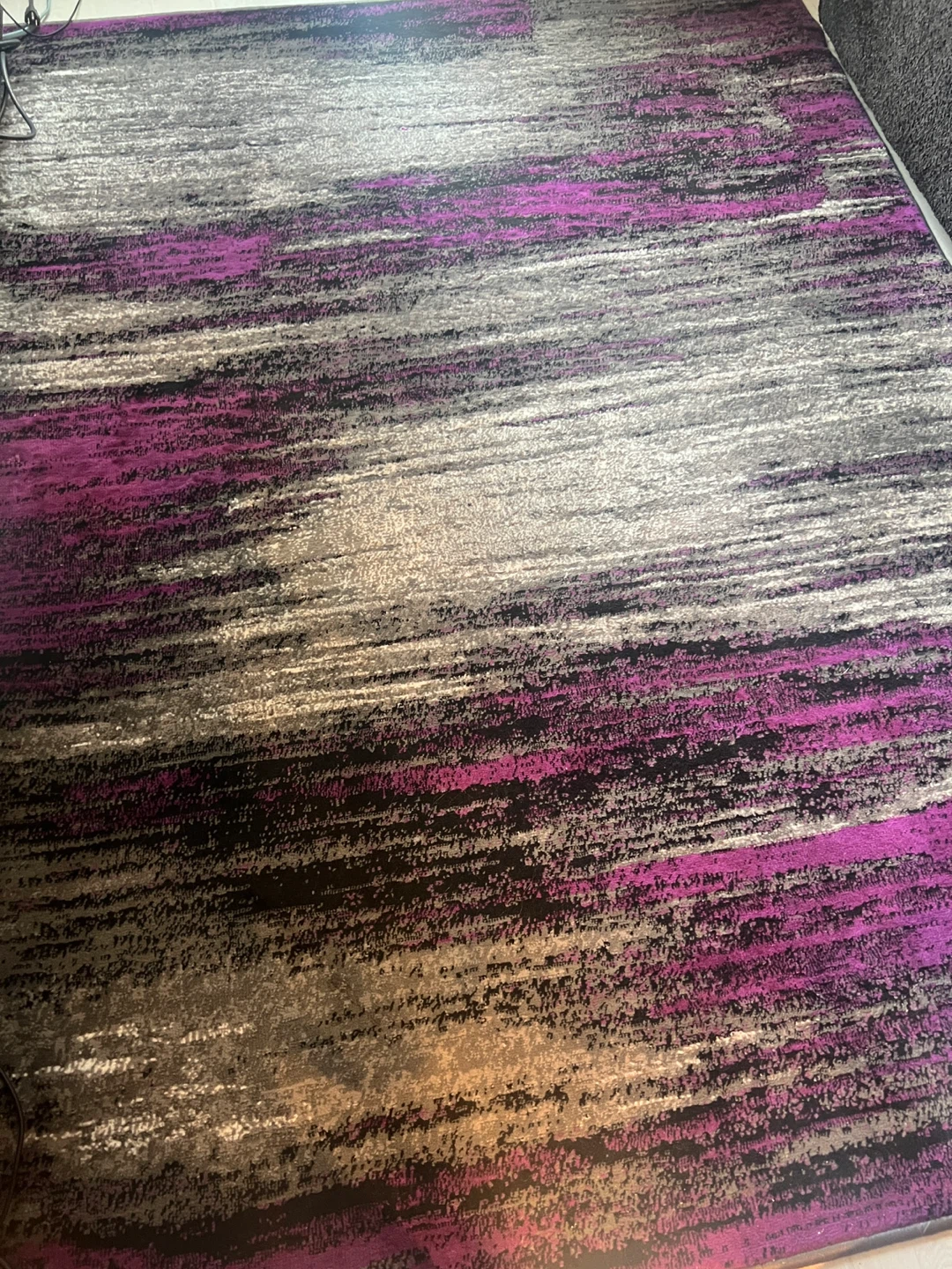 Abstract Purple and Grey Area Rug Carpet - photo 3