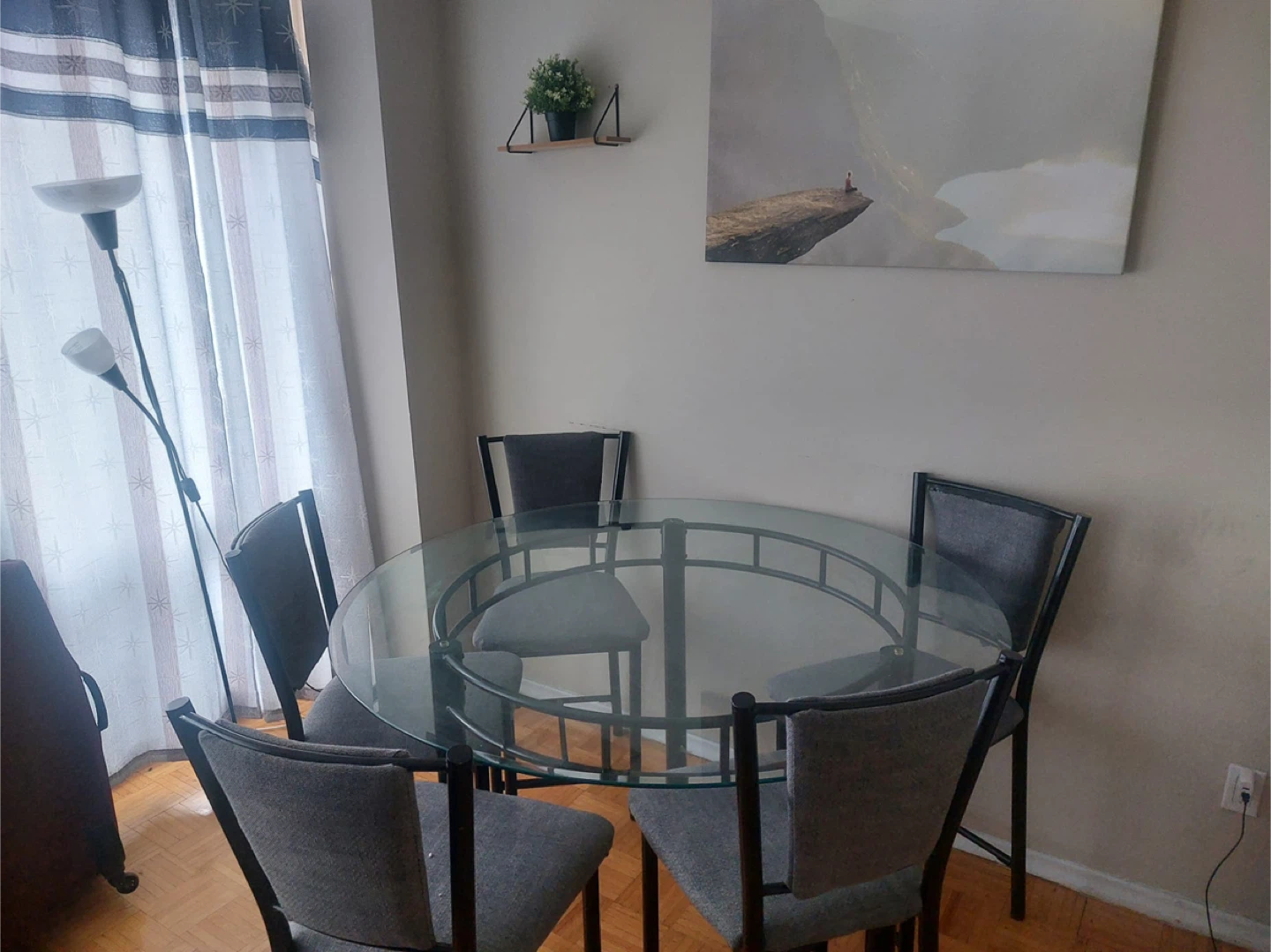 Glass Top Dining Table Set with 4 Chairs