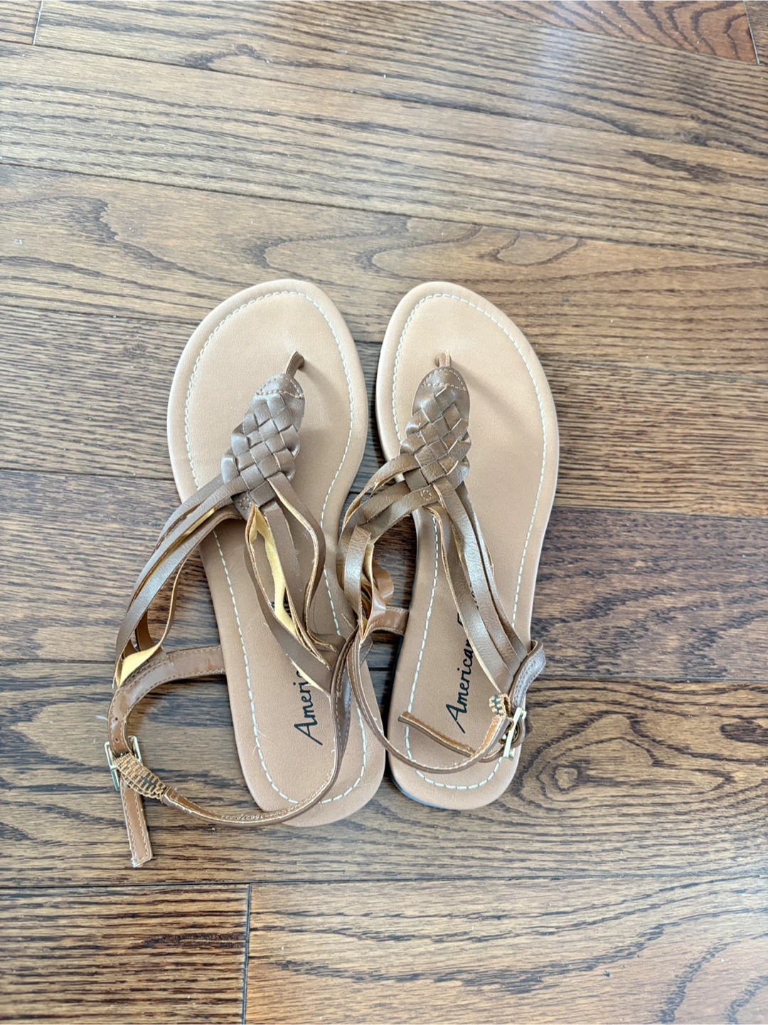 🧡 American Eagle Brown Woven Strap Sandals Size 8