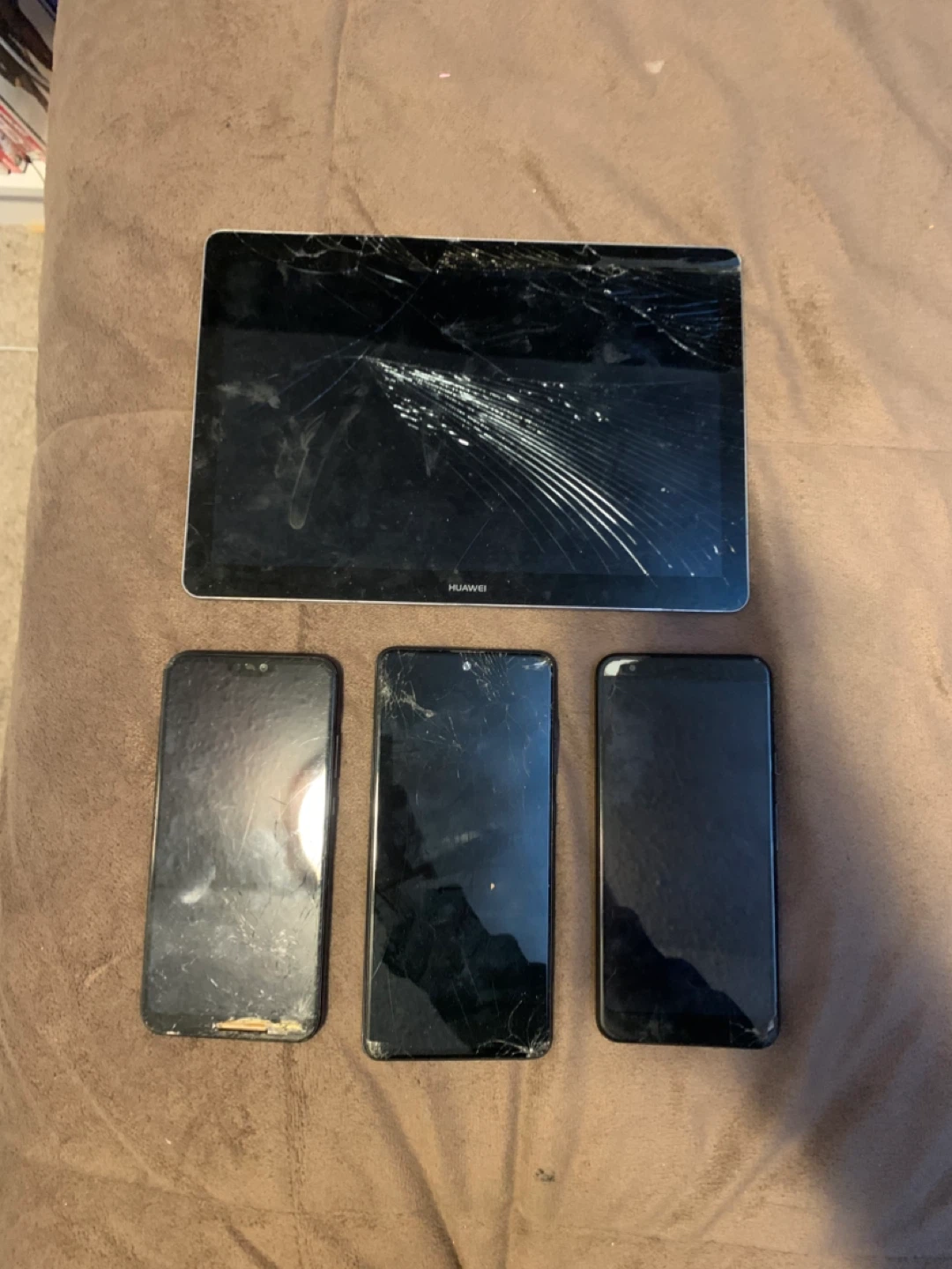 Huawei Tablet and 3 Smartphones(broken)