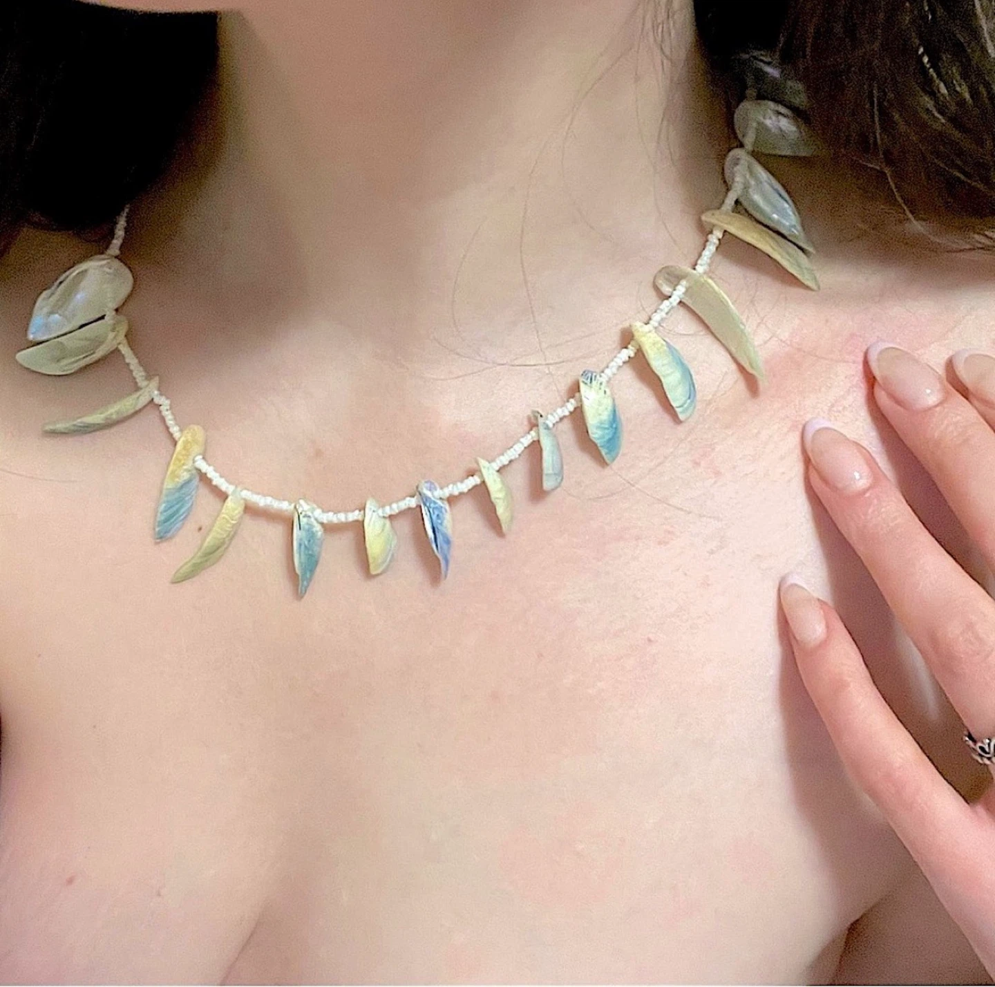 Vintage Sea Shell Beaded Handcrafted Choker Necklace - photo 5