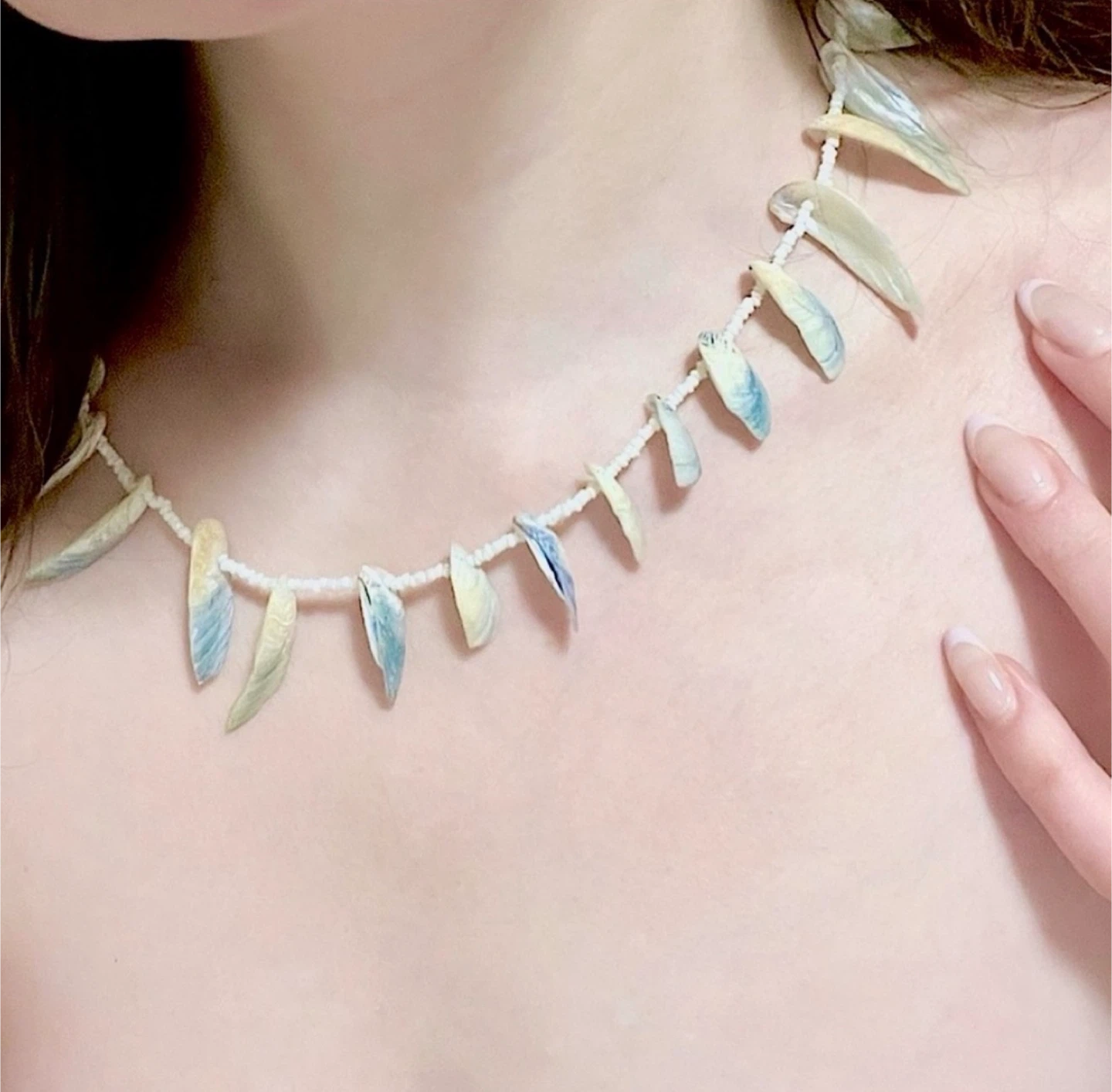 Vintage Sea Shell Beaded Handcrafted Choker Necklace