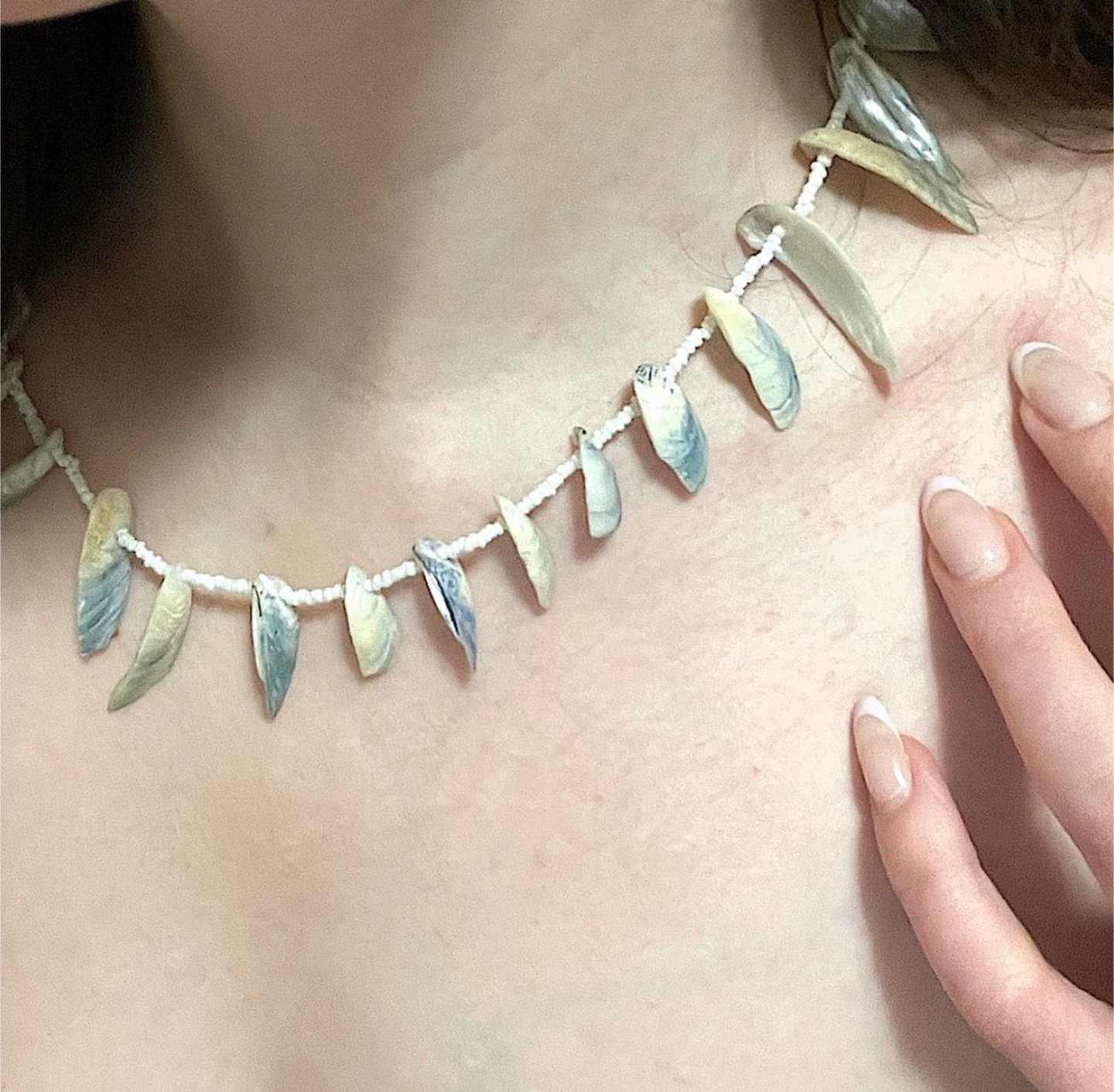 Vintage Sea Shell Beaded Handcrafted Choker Necklace - photo 4